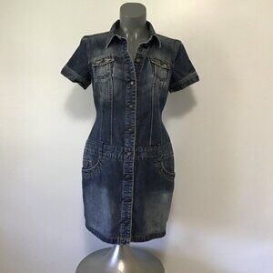 Esprit Short Sleeve Drop Waist Denim Mini Dress Size 8